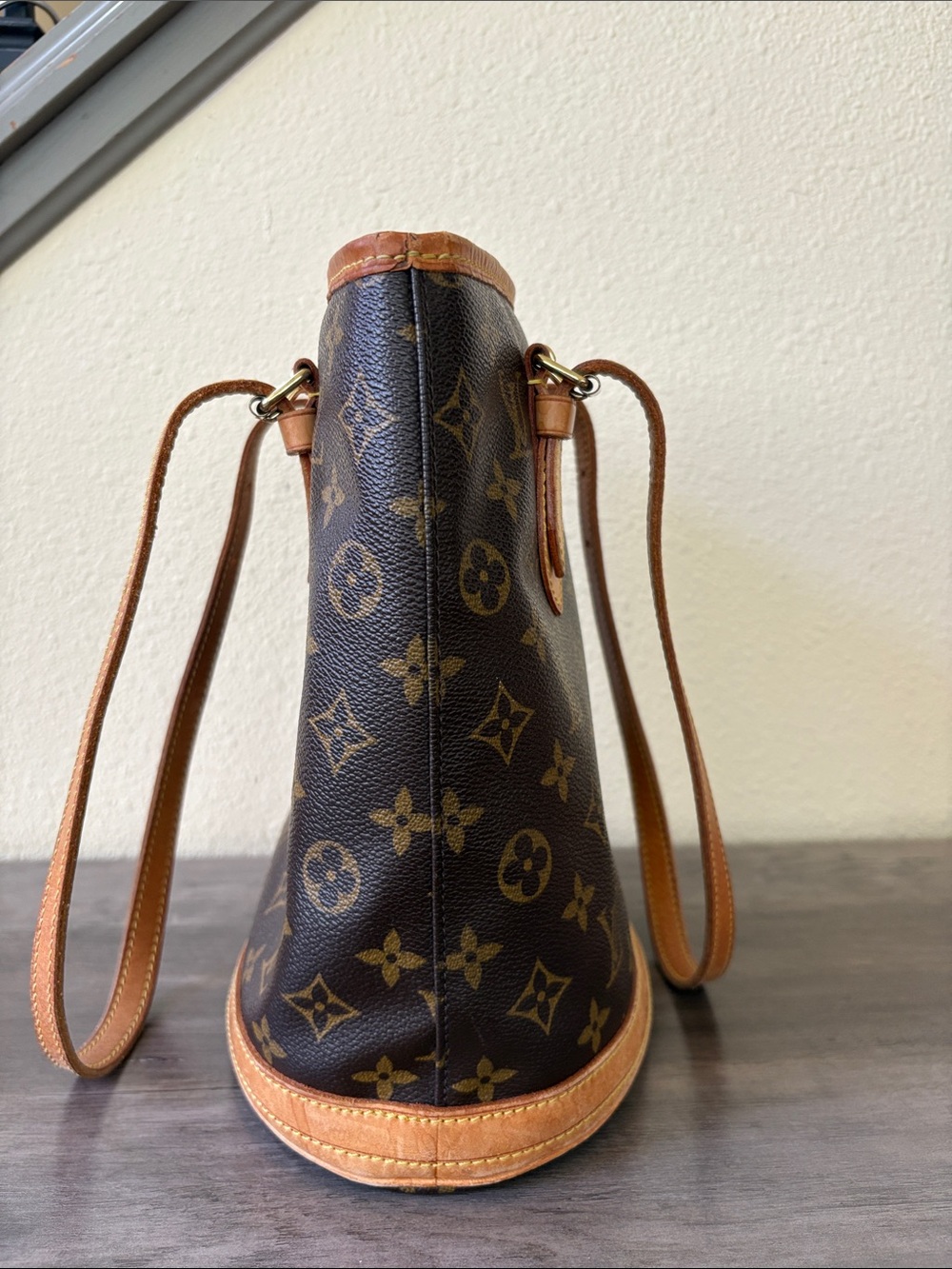 Authentic Vintage Louis Vuitton Petit Monogram Bucket PM Leather Brown Tote Bag - Picture 15 of 17